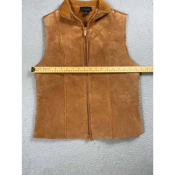 Vintage Express Womens Size M Leather Suede Sherpa Lined Full Zip Jacket Vest - Picture 4 of 14